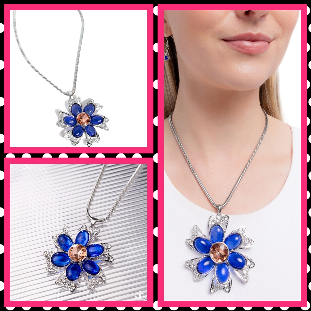 2/$10 Paparazzi Floral Figurehead - Blue Necklace